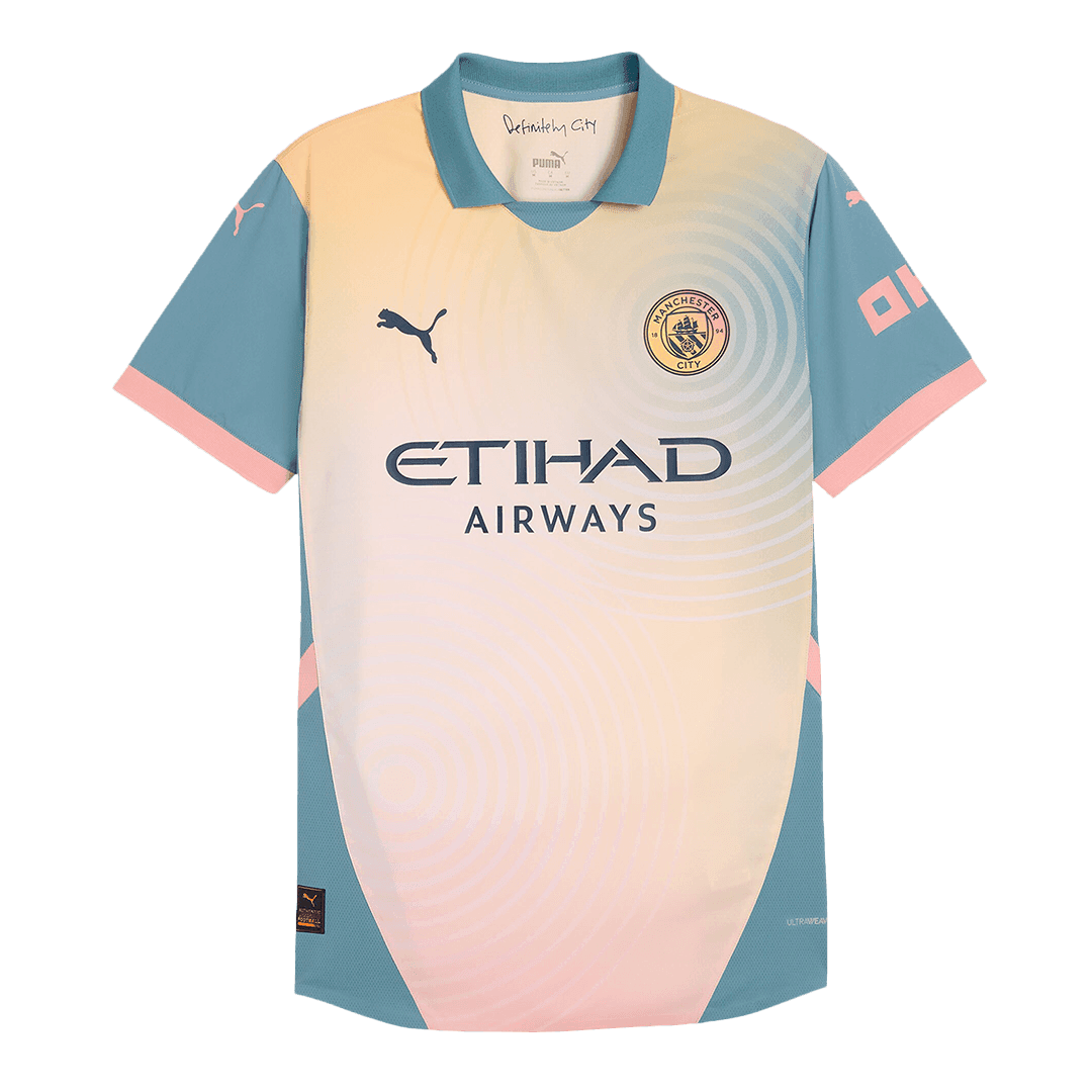 Męska Wersja zawodnika Wysokiej jakości koszulka piłkarska Manchester City Fourth Away 2024/25- Zdecydowanie City (UCL) - Slim Fit - Topowe Koszulki Pilkarskie Sklep Internetowy