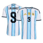 Męska Koszulka Domowa Argentina J.ÁLVAREZ #9 Wersja Piłkarska World Cup 2026 - Slim Fit