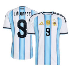 Męska Koszulka Domowa Argentina J.ÁLVAREZ #9 Wersja Piłkarska World Cup 2026 - Slim Fit