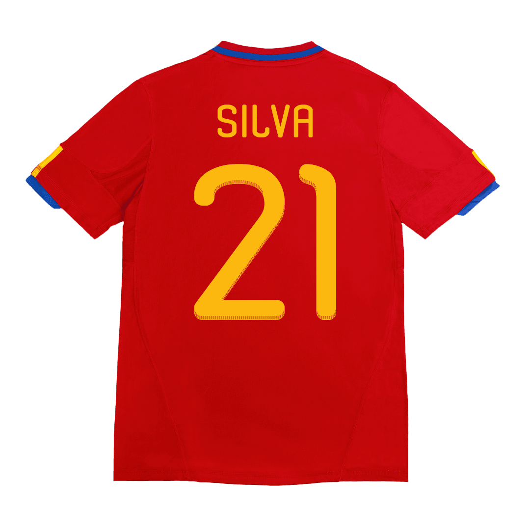 Męska Koszulka Retro Domowa Spain World Cup SILVA #21 2010 - Topowe Koszulki Pilkarskie Sklep Internetowy