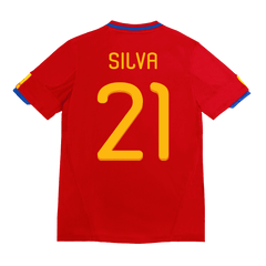 Męska Koszulka Retro Domowa Spain World Cup SILVA #21 2010 - Topowe Koszulki Pilkarskie Sklep Internetowy