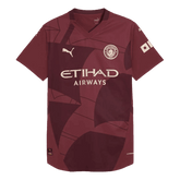 Męska Wysokiej jakości koszulka piłkarska Manchester City Third Away 2024/25 czerwona - Slim Fit - Topowe Koszulki Pilkarskie Sklep Internetowy