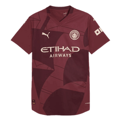 Męska Wysokiej jakości koszulka piłkarska Manchester City Third Away 2024/25 czerwona - Slim Fit - Topowe Koszulki Pilkarskie Sklep Internetowy