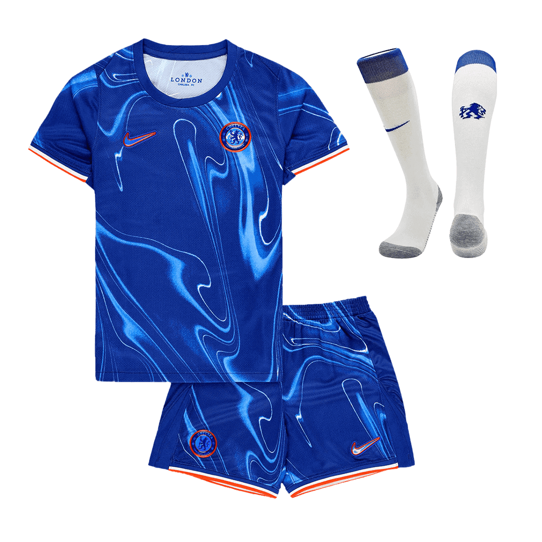 Dziecięcy Strój Domowy Chelsea 2024/25 (Koszulka + Spodenki + Getry) - Topowe Koszulki Pilkarskie Sklep Internetowy