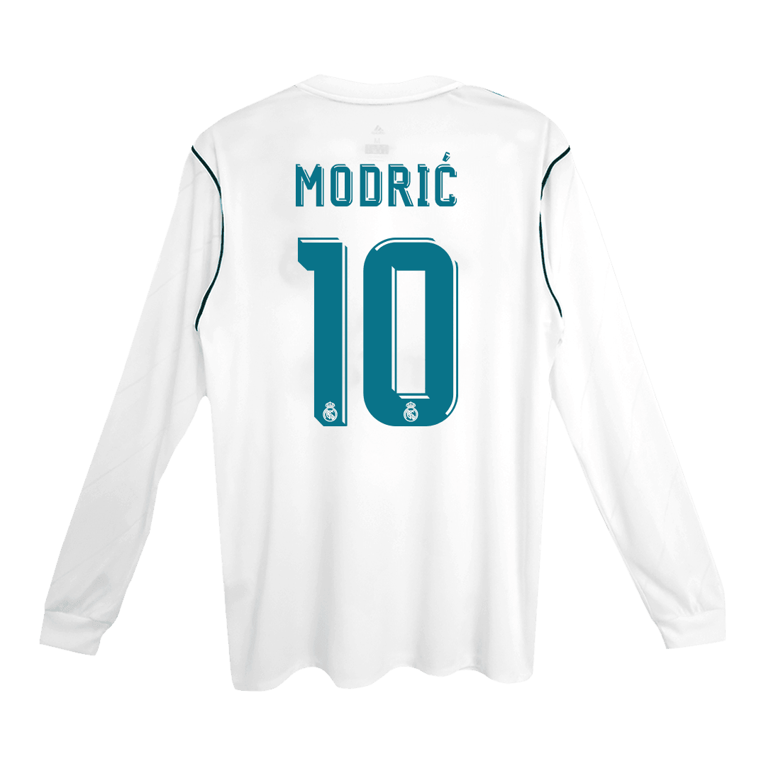 Męska Koszulka Retro Domowa Real Madryt MODRIĆ #10 Długi Rękaw 2017/18 - Topowe Koszulki Pilkarskie Sklep Internetowy