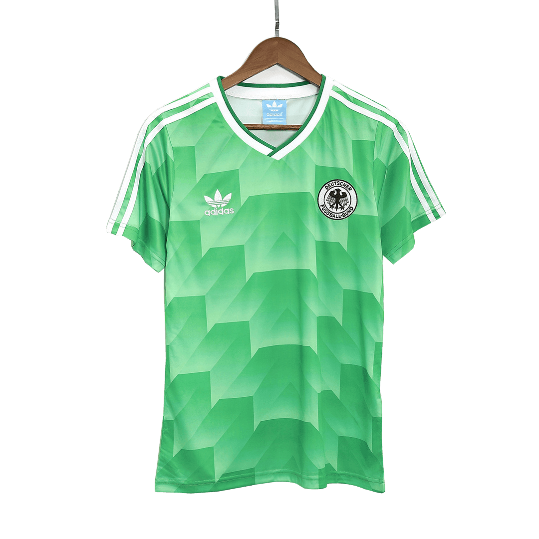Męska zielona koszulka piłkarska West Germany Retro Away z lat 1988-1990 - Topowe Koszulki Pilkarskie Sklep Internetowy