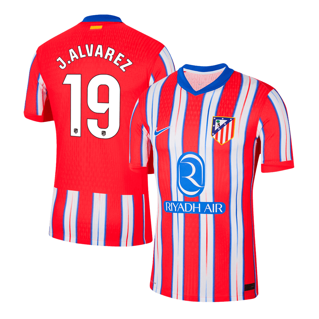Męska koszulka piłkarska J.ALVAREZ #19 Atletico Madrid Home 2024/25 - Slim Fit - Topowe Koszulki Pilkarskie Sklep Internetowy