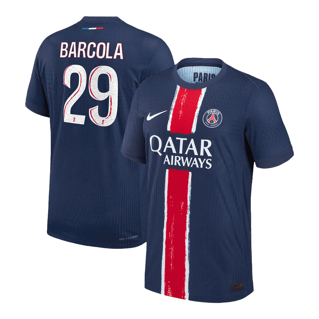 Męska Koszulka Domowa PSG BARCOLA #29 Wersja Piłkarska 2024/25 - Slim Fit - Topowe Koszulki Pilkarskie Sklep Internetowy