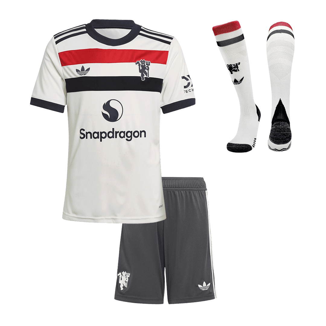 Dziecięcy zestaw koszulek piłkarskich Manchester United Third Away (koszulka+spodenki+skarpety) 2024/25 - Topowe Koszulki Pilkarskie Sklep Internetowy