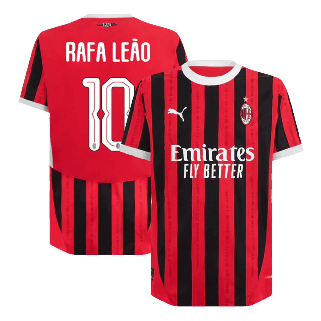 Męska wersja piłkarza RAFA LEÃO #10 AC Milan Koszulka domowa piłkarska 2024/25 - UCL - Slim Fit - Topowe Koszulki Pilkarskie Sklep Internetowy