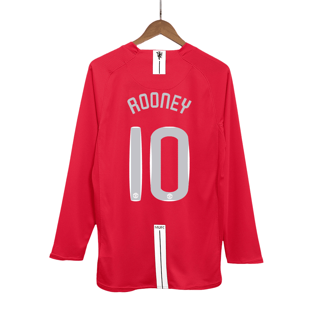 Retro ROONEY #10 2007/08 Męska Koszulka Domowa MU z Długim Rękawem - UCL Final - Topowe Koszulki Pilkarskie Sklep Internetowy