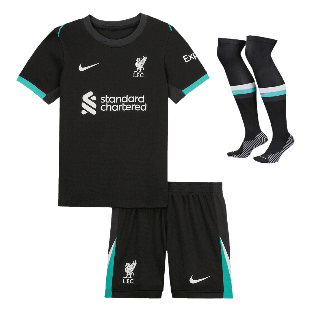 Koszulka piłkarska dla dzieci Liverpool Away Kit (Koszulka + Szorty + Skarpetki) 2024/25 - Topowe Koszulki Pilkarskie Sklep Internetowy