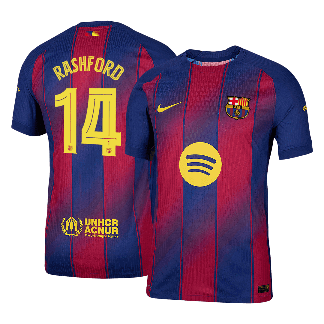 Męska Koszulka Domowa Barcelona RASHFORD #14 Wersja Piłkarska 2025/26 - UCL - Slim Fit - Topowe Koszulki Pilkarskie Sklep Internetowy