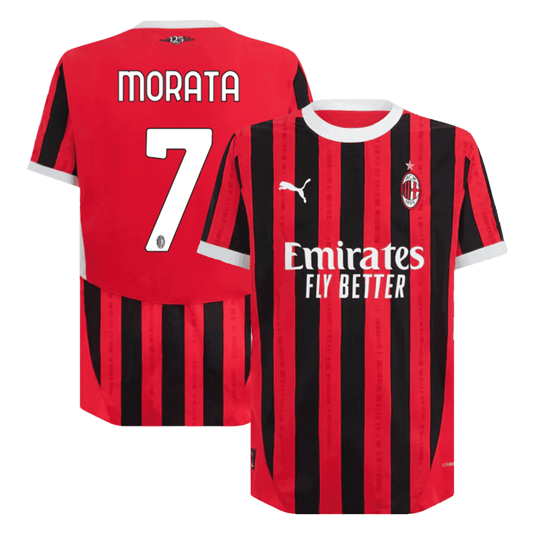 Męska wersja MORATA #7 AC Milan Koszulka domowa piłkarska 2024/25 - Slim Fit - Topowe Koszulki Pilkarskie Sklep Internetowy