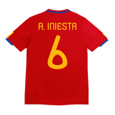 Męska Koszulka Retro Domowa Spain World Cup A. INIESTA #6 2010 - Topowe Koszulki Pilkarskie Sklep Internetowy