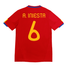 Męska Koszulka Retro Domowa Spain World Cup A. INIESTA #6 2010 - Topowe Koszulki Pilkarskie Sklep Internetowy