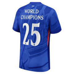 Męska Koszulka Domowa Chelsea WORLD CHAMPIONS #25 Wersja Piłkarska 2025/26 - with chest badge - Slim Fit - Topowe Koszulki Pilkarskie Sklep Internetowy