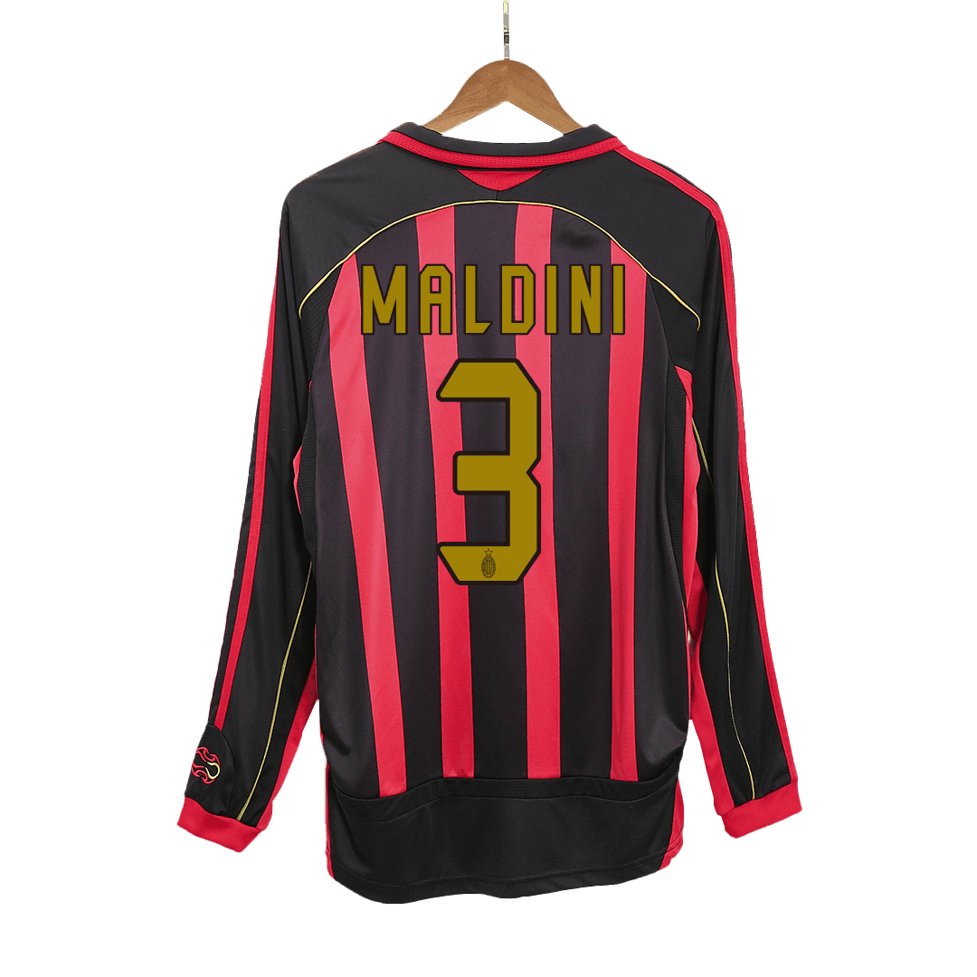 Męska koszulka piłkarska z długim rękawem Retro MALDINI #3 2006/07 AC Milan Home - Topowe Koszulki Pilkarskie Sklep Internetowy
