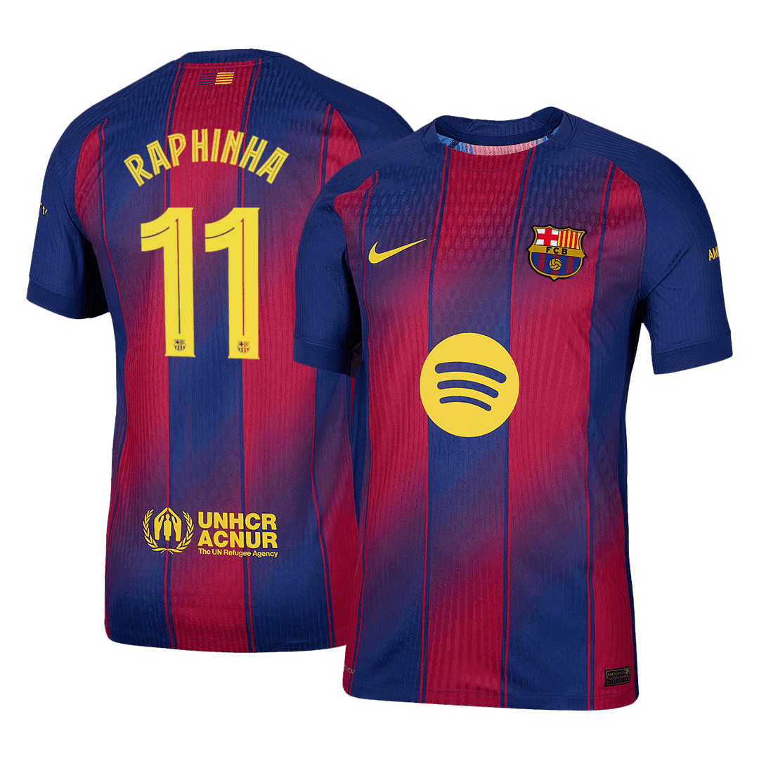 Męska Koszulka Domowa Barcelona RAPHINHA #11 Wersja Piłkarska 2025/26 - UCL - Slim Fit - Topowe Koszulki Pilkarskie Sklep Internetowy