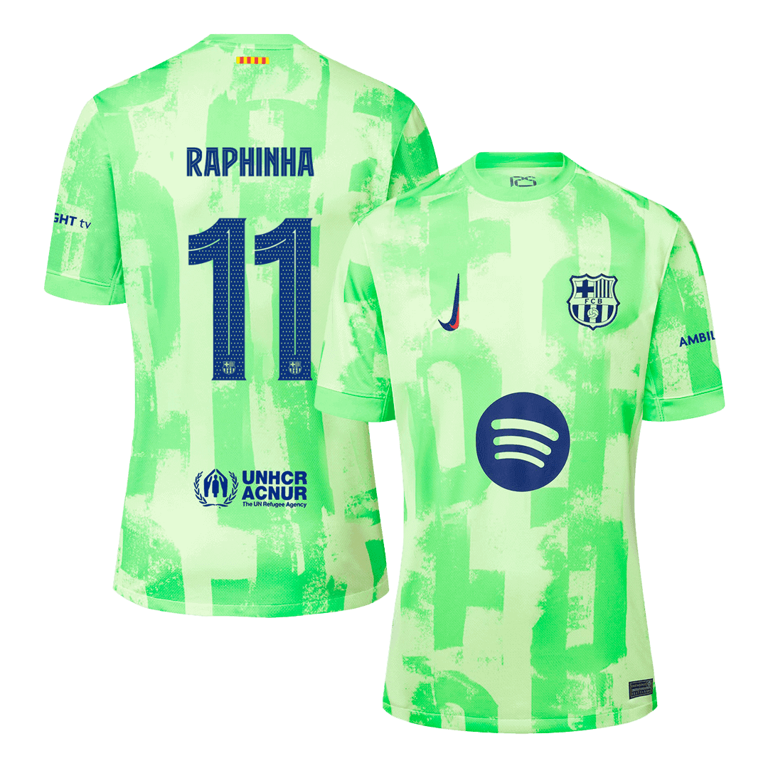 Koszulka Barcelona trzecia wyjazdowa 2024/25 RAPHINHA #11 - UCL (Spotify Logo Without Text) - Topowe Koszulki Pilkarskie Sklep Internetowy
