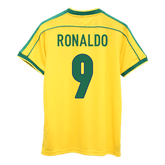 Męska Koszulka Retro Domowa Brazylia RONALDO #9 1998 - World Cup - Topowe Koszulki Pilkarskie Sklep Internetowy