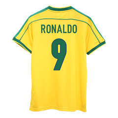 Męska Koszulka Retro Domowa Brazylia RONALDO #9 1998 - World Cup - Topowe Koszulki Pilkarskie Sklep Internetowy
