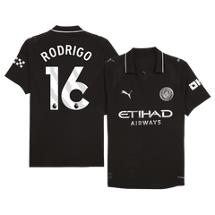 Męska Koszulka Wyjazdowa Manchester City RODRIGO #16 Wersja Piłkarska 2025/26 - Slim Fit - Topowe Koszulki Pilkarskie Sklep Internetowy