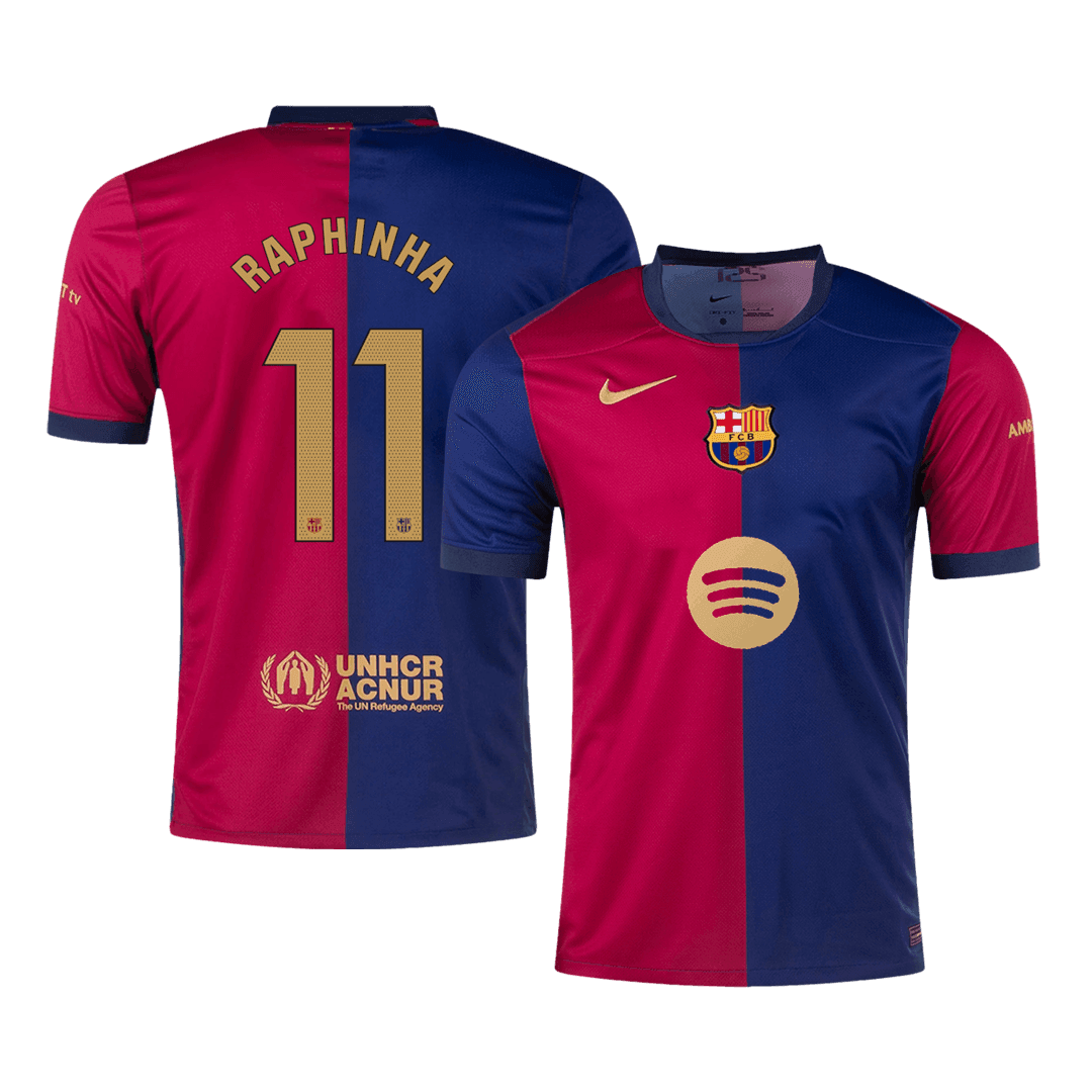 Koszulka Barcelona domowa 2024/25 RAPHINHA #11 - Spotify Logo Without Text - Topowe Koszulki Pilkarskie Sklep Internetowy