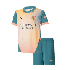 Wysokiej jakości komplet koszulek piłkarskich Manchester City Fourth Away (koszulka + spodenki) 2024/25 dla dzieci - Topowe Koszulki Pilkarskie Sklep Internetowy
