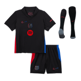 Dziecięcy Strój Wyjazdowy Barcelona 2024/25 (Koszulka + Spodenki + Getry) -Spotify Logo without Text - Topowe Koszulki Pilkarskie Sklep Internetowy