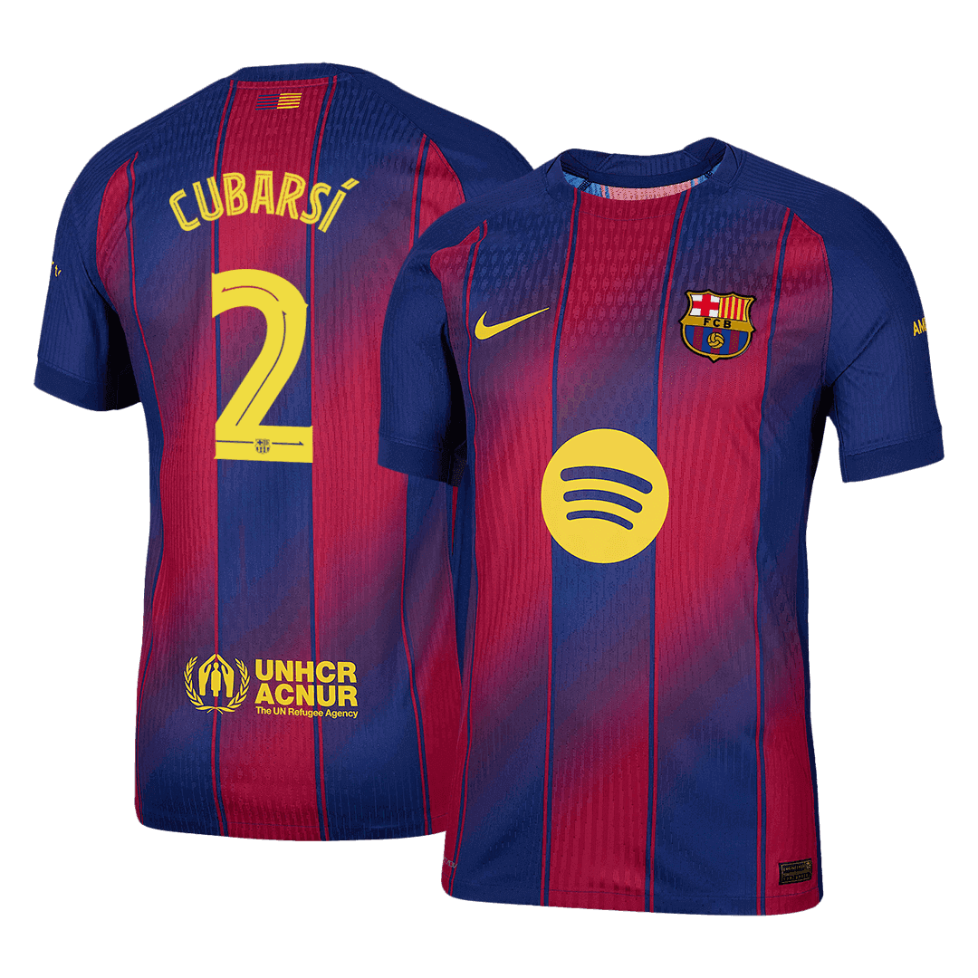 Męska Koszulka Domowa Barcelona CUBARSÍ #2 Wersja Piłkarska 2025/26 - UCL - Slim Fit - Topowe Koszulki Pilkarskie Sklep Internetowy