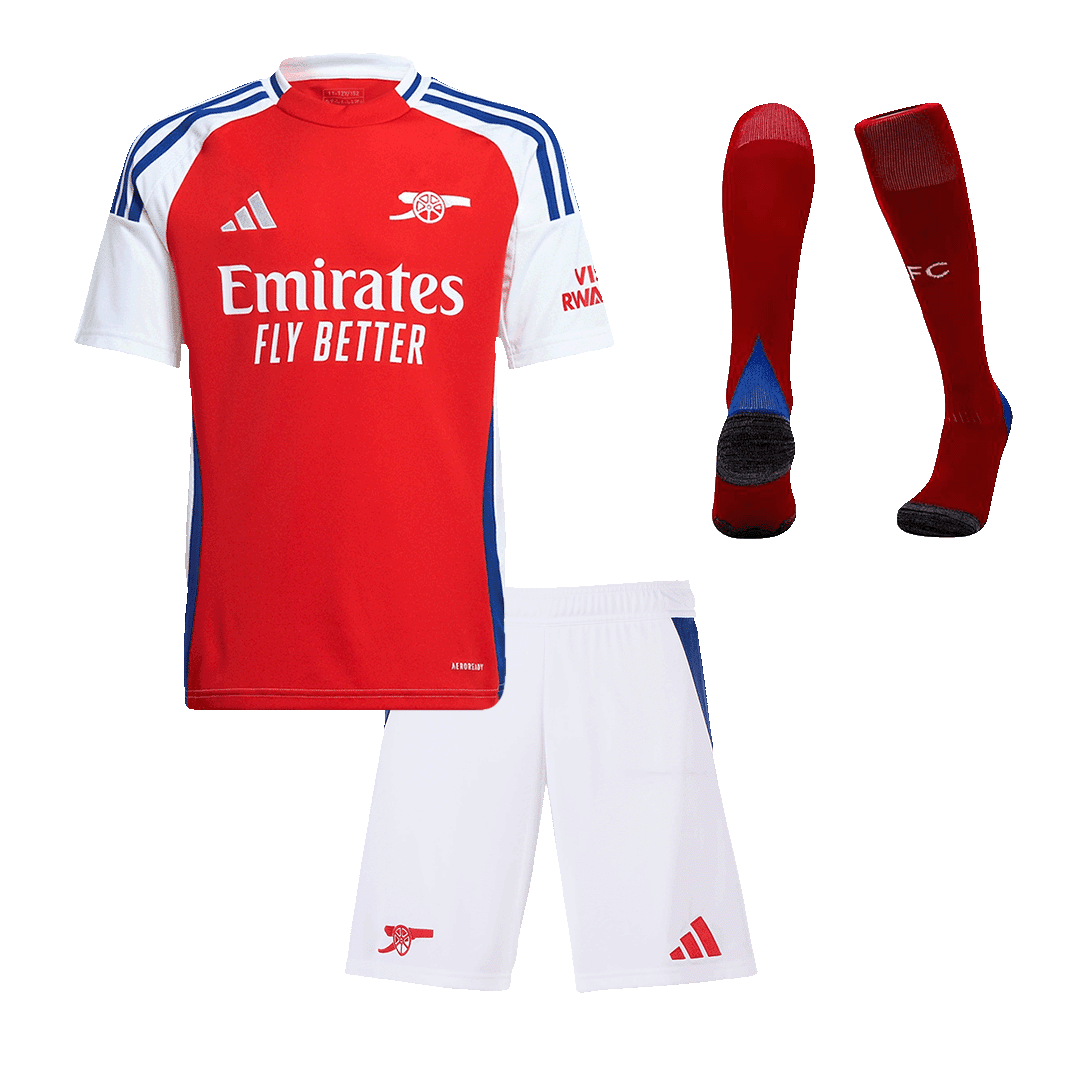 Arsenal Tanie Dziecięce Komplety Strój Domowy 2024/25 (Koszulka+Szorty+Skarpety) - Topowe Koszulki Pilkarskie Sklep Internetowy