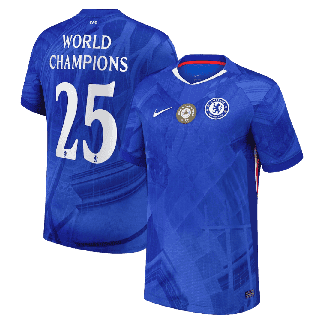 Męska Koszulka Domowa Chelsea WORLD CHAMPIONS #25 2025/26 - with chest badge - Topowe Koszulki Pilkarskie Sklep Internetowy