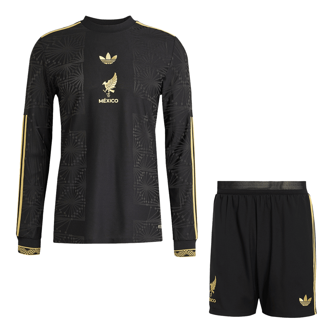 Męski Zestaw Trzecia Wyjazdowa Meksyk Długi Rękaw Wersja Piłkarska (Koszulka+Spodenki) 2025 - Gold Cup - Topowe Koszulki Pilkarskie Sklep Internetowy
