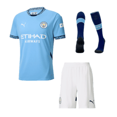 Męska Wysokiej jakości komplet koszulek piłkarskich Manchester City Home (koszula + spodenki + skarpetki) 2024/25 - Topowe Koszulki Pilkarskie Sklep Internetowy