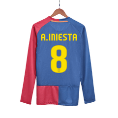 Koszulka Retro Domowa Barcelona A.INIESTA #8 Długi Rękaw 2008/09 - UCL Final - Topowe Koszulki Pilkarskie Sklep Internetowy