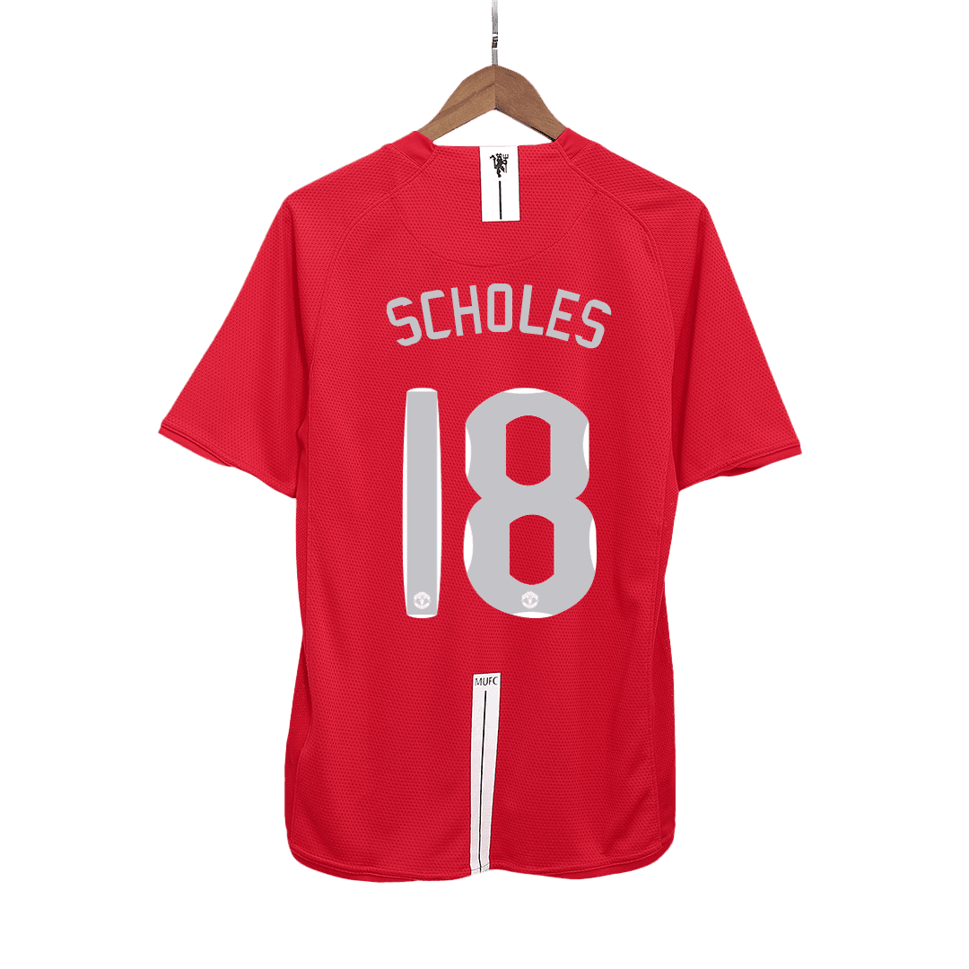 Retro SCHOLES #18 2007/08 Męska Koszulka Domowa MU - UCL Final - Topowe Koszulki Pilkarskie Sklep Internetowy