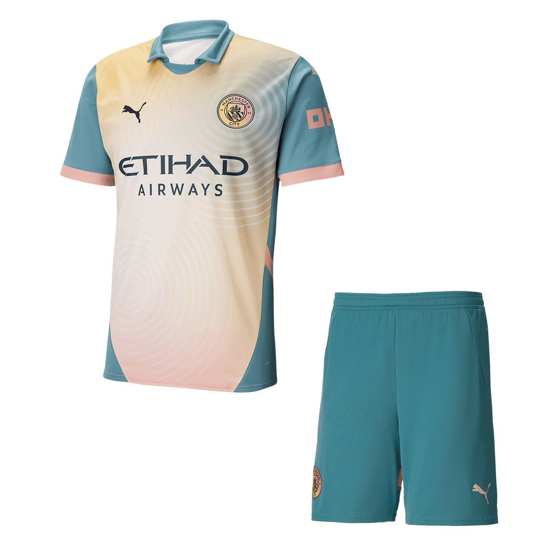 Męska Wysokiej jakości komplet koszulek piłkarskich Manchester City Fourth Away (koszulka + spodenki) 2024/25 - Zdecydowanie City