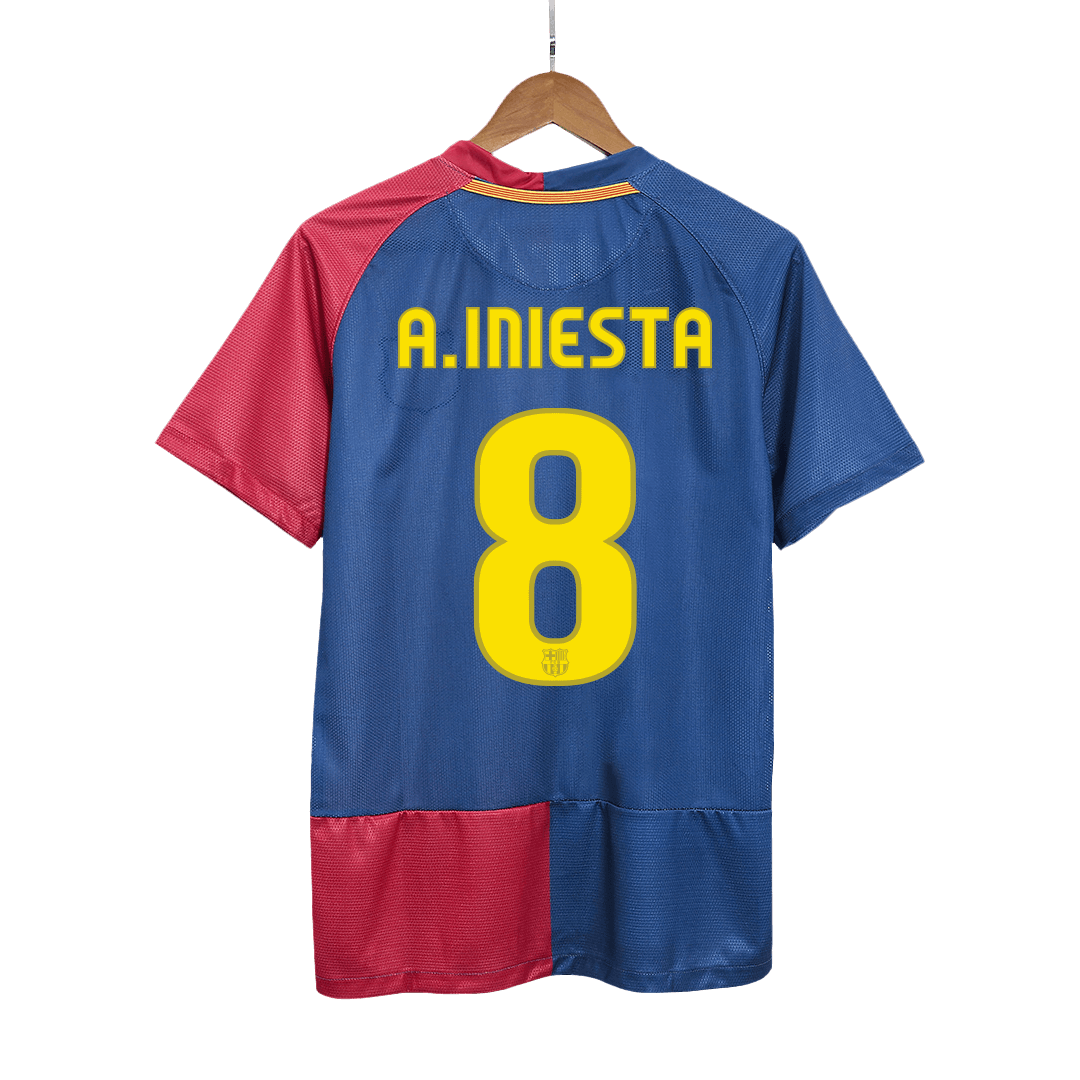 A.INIESTA #8 Męska retro koszulka piłkarska Barcelona domowa z sezonu 08/09 - UCL