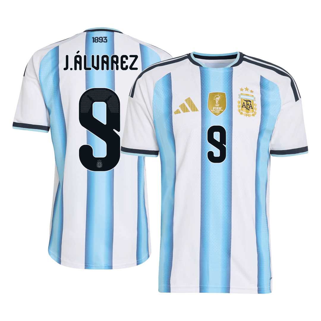 Męska Koszulka Domowa Argentina J.ÁLVAREZ #9 Wersja Piłkarska World Cup 2026 - Slim Fit