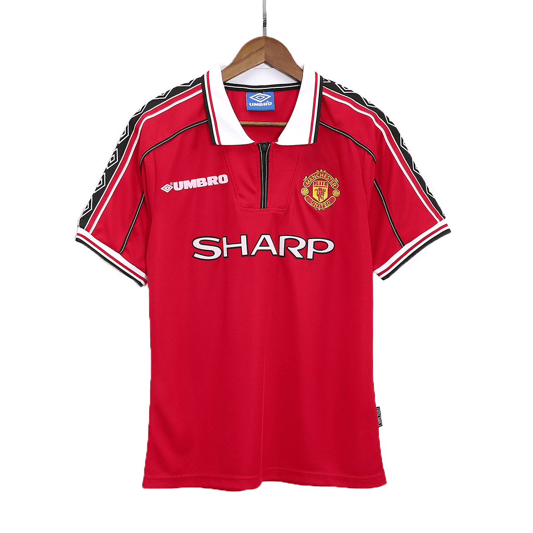 Męska Koszulka Retro MU 1998/00 Czerwona - Topowe Koszulki Pilkarskie Sklep Internetowy