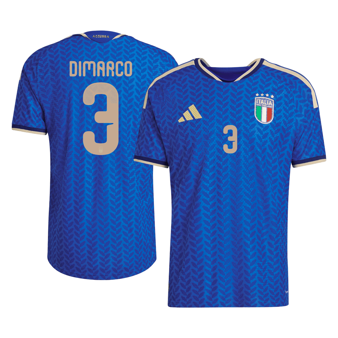 Męska Koszulka Domowa Italy DIMARCO #3 Wersja Piłkarska World Cup 2026 - Slim Fit