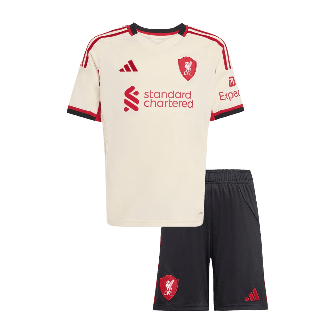 Dziecięcy Zestaw Wyjazdowy Liverpool (Koszulka+Spodenki) 25/26 - Topowe Koszulki Pilkarskie Sklep Internetowy