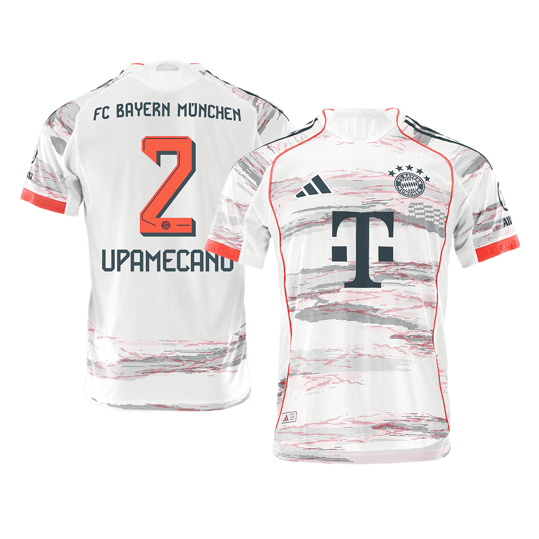 Męska Koszulka Wyjazdowa Bayern Munich UPAMECANO #2 Wersja Piłkarska 2025/26 - Slim Fit - Topowe Koszulki Pilkarskie Sklep Internetowy