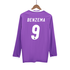Męska Koszulka Retro Wyjazdowa Real Madrid BENZEMA #9 2016/17 z Długim Rękawem - Topowe Koszulki Pilkarskie Sklep Internetowy