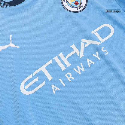 Męska Wysokiej jakości komplet koszulek piłkarskich Manchester City Home (koszulka + spodenki) 2024/25