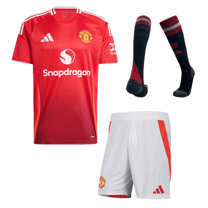 Męski zestaw koszulek piłkarskich Manchester United Home (koszula + spodenki + skarpetki) 2024/25