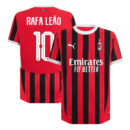 Męska wersja piłkarza RAFA LEÃO #10 AC Milan Koszulka domowa piłkarska 2024/25 - UCL - Slim Fit