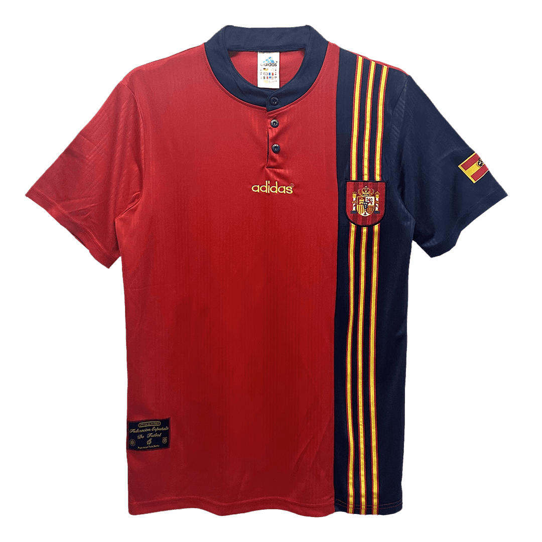 Męska Koszulka Retro Domowa Spain 1996 - Topowe Koszulki Pilkarskie Sklep Internetowy