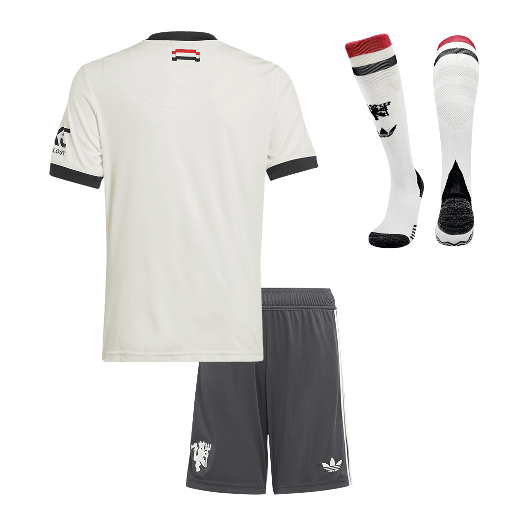 Dziecięcy zestaw koszulek piłkarskich Manchester United Third Away (koszulka+spodenki+skarpety) 2024/25